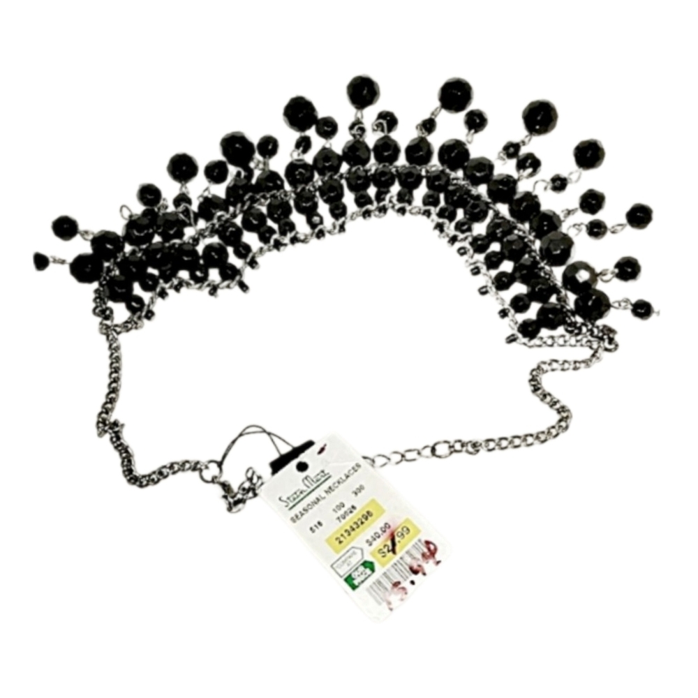 10/$20. ~Black Multifaceted Beads, Silver Tone Choker - Picture 5 of 5